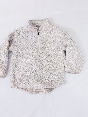Kids Sherpa Fleece Half-Zip Pullover - Cream Oatmeal 5T Wonder Nation Jacket